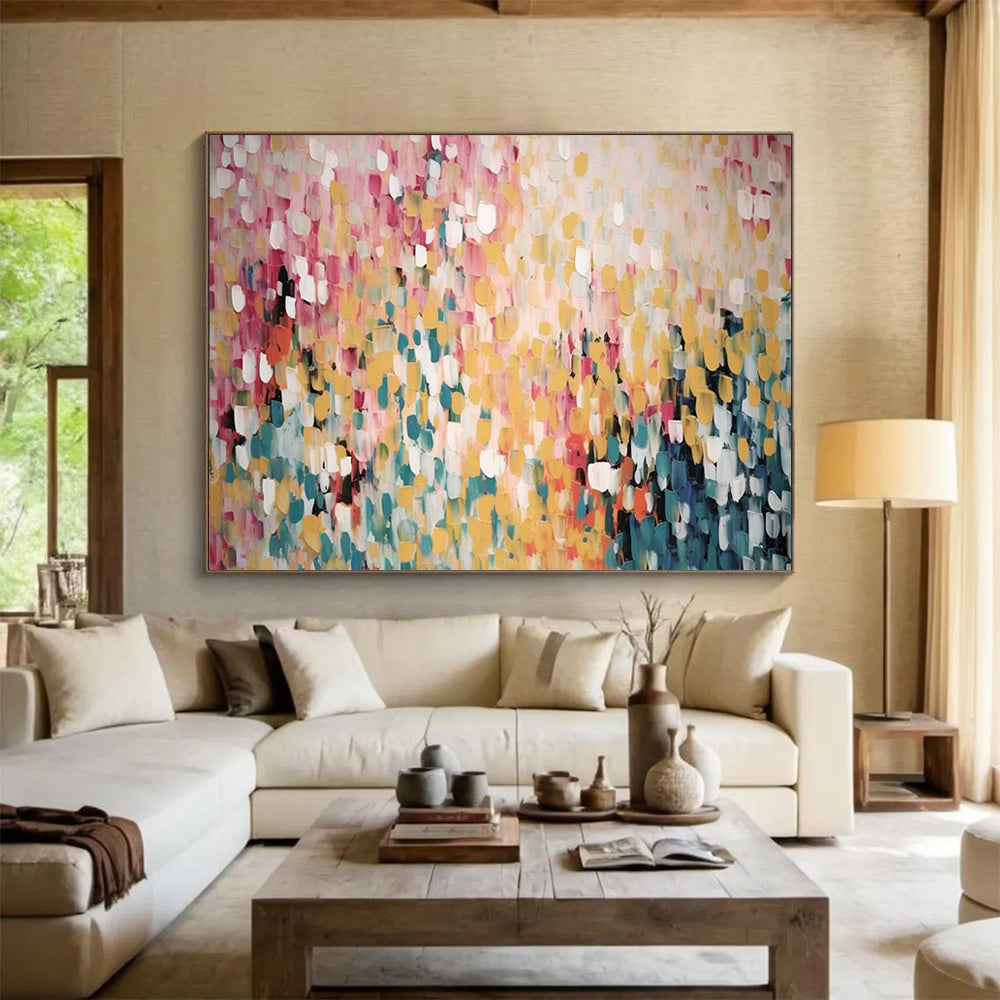 “Colorful Dot Burst” Abstract Pointillism Painting On Canvas DLZ166