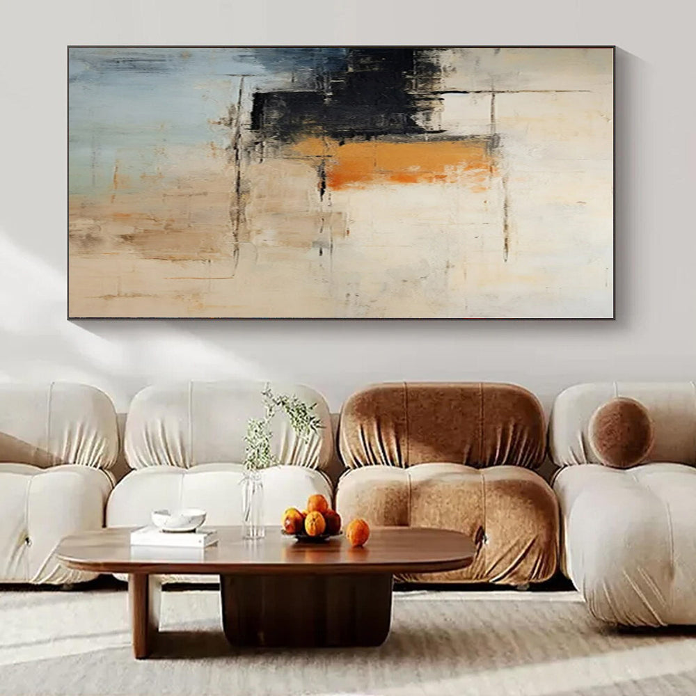 Neutral Tones with Orange Accent - Abstract Minimalist Acrylic On Canvas CT1336