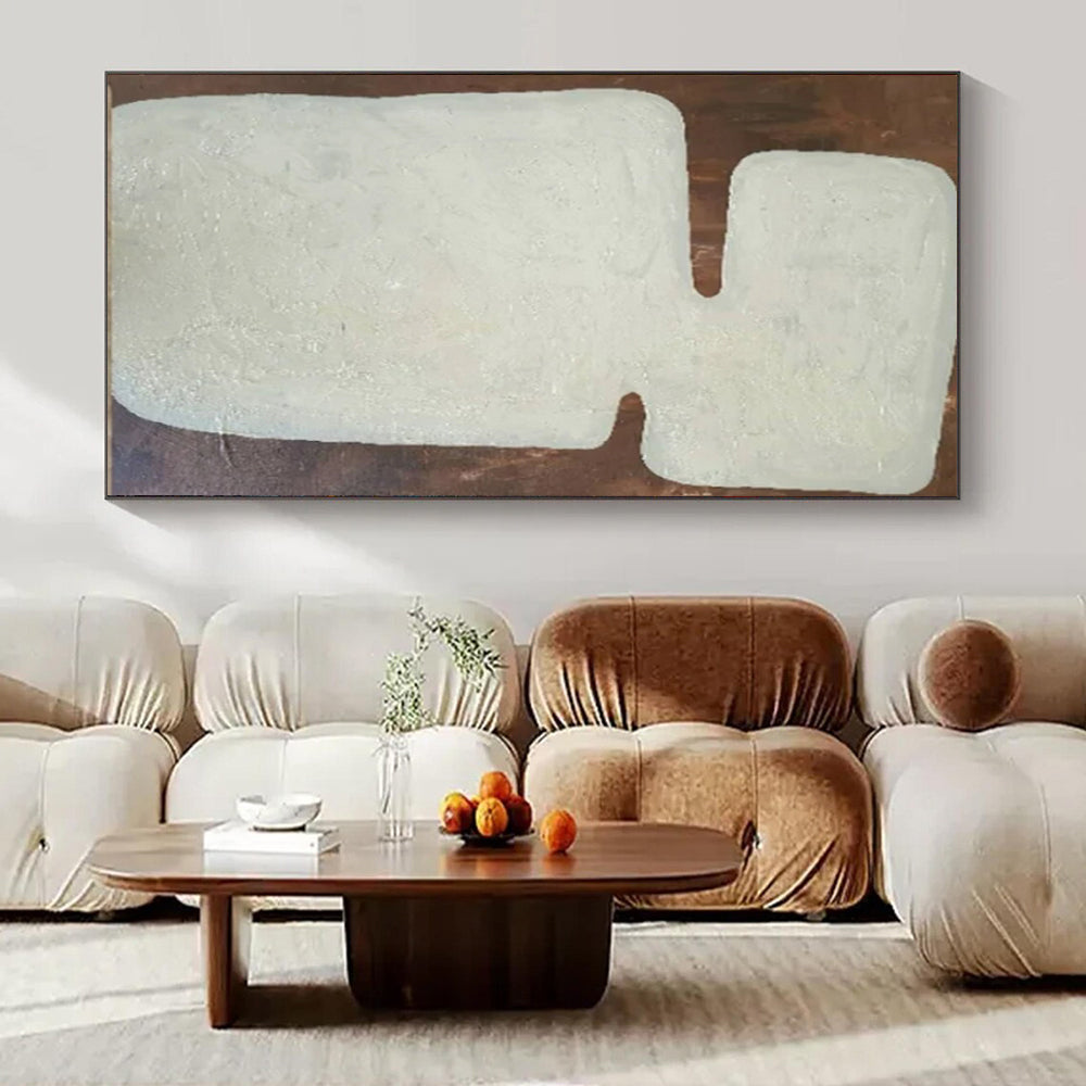 “Cream - Brown Textured Form” – Abstract Textured Form Art CT1000