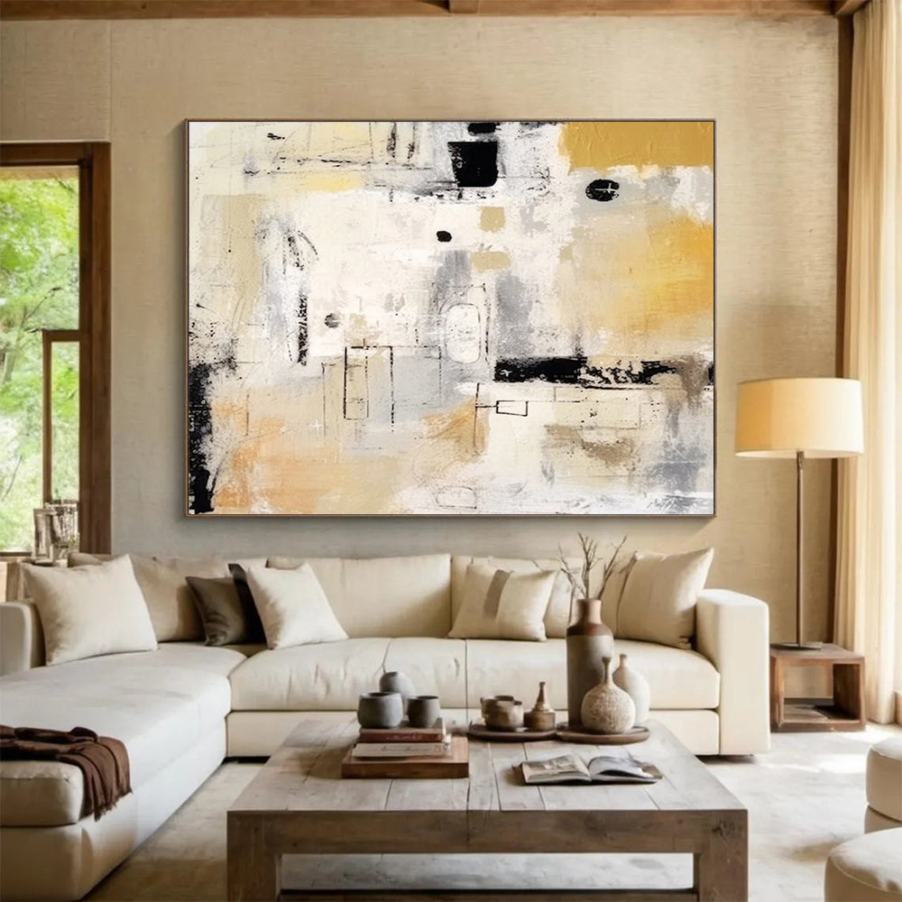 “Neutral Tones Abstract Composition” Abstract Painting On Canvas DLZ061