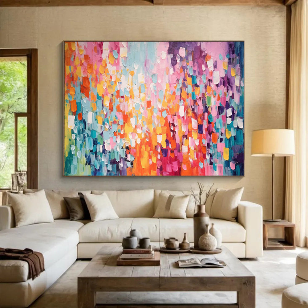 “Vibrant Color Block Party” Abstract Color Field Painting On Canvas DLZ158