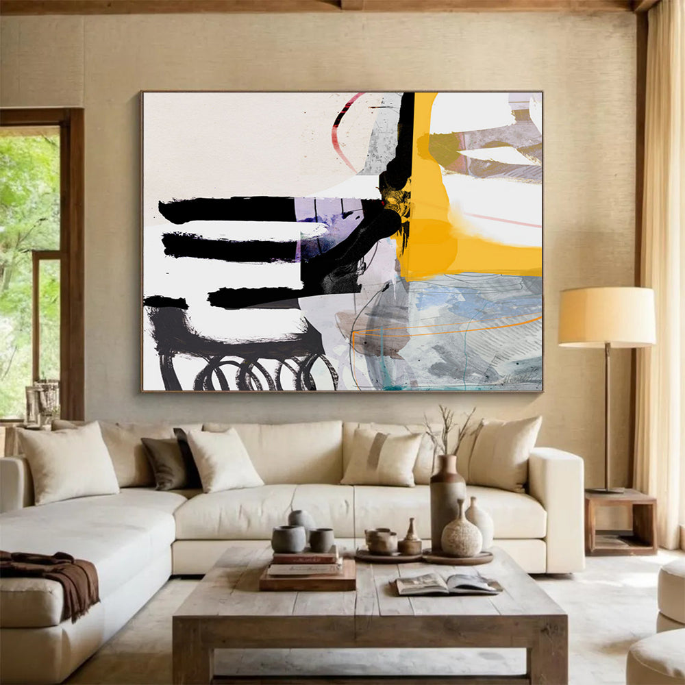 “Bold Color Block Collage” Modern Abstract Painting On Canvas DLZ112