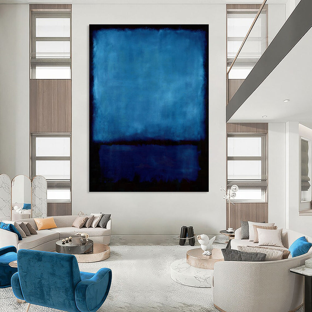 “Deep Blue on Black” - Rothko - Style Color Field Art CT1943