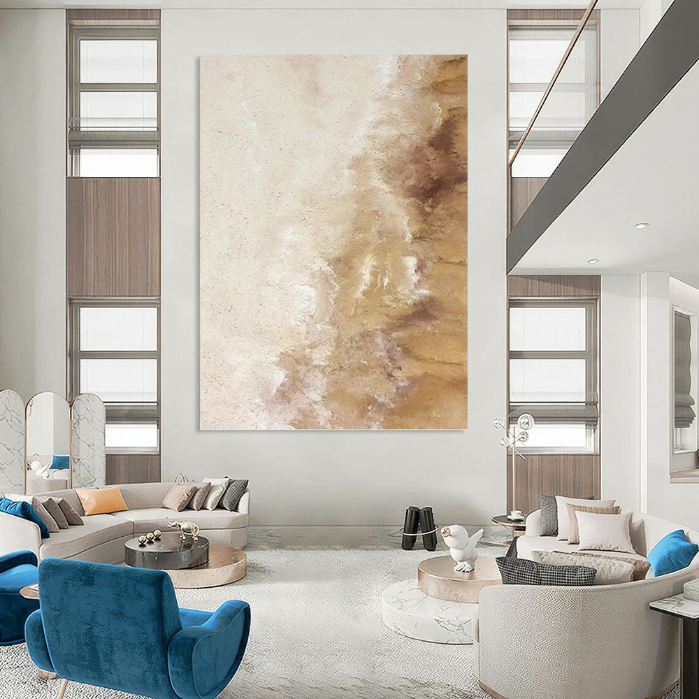 “Beige - Brown Subtle Abstract” Painting On Canvas DKH1230