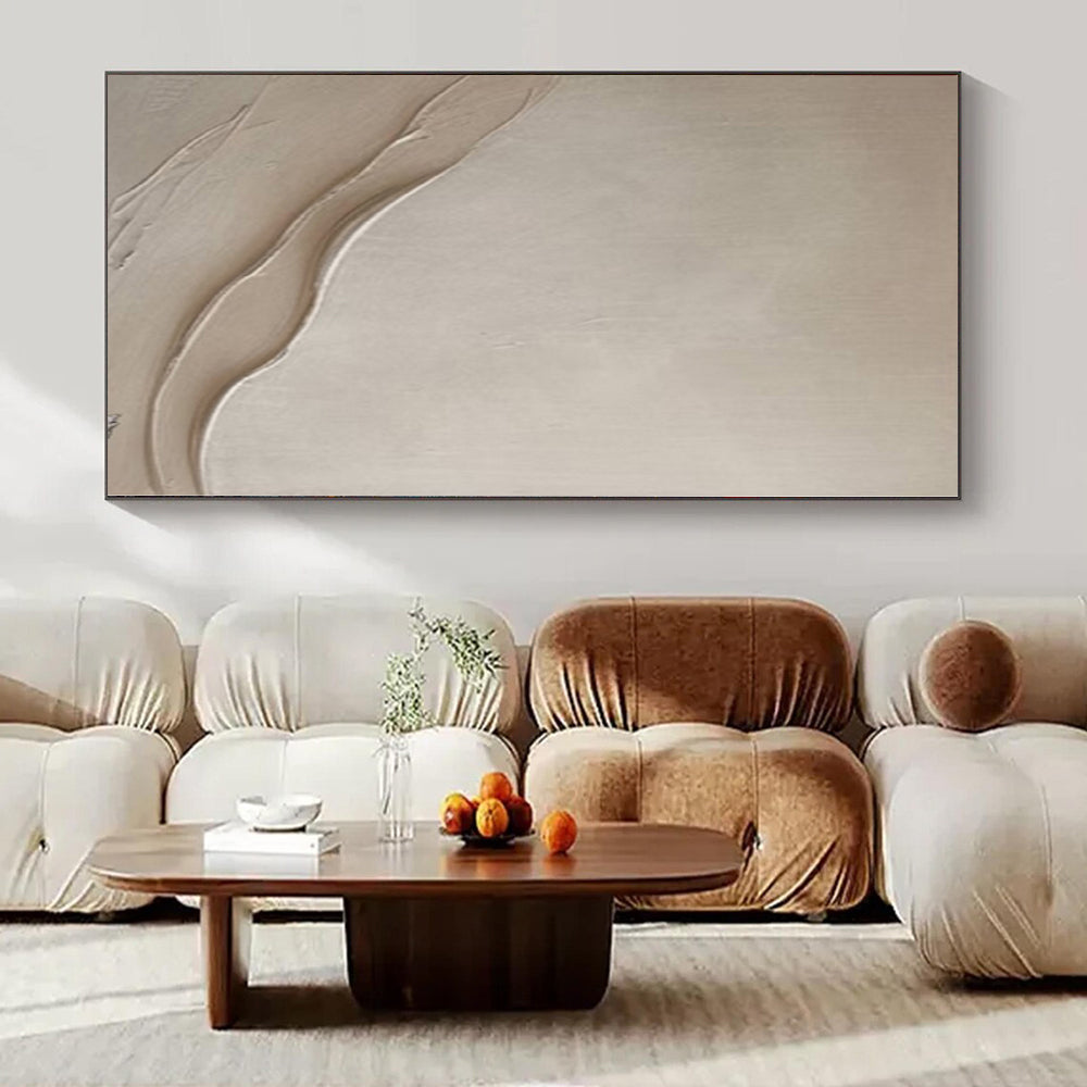 “Subtle Beige Textured Waves” – Minimalist Textured Painting CT1093