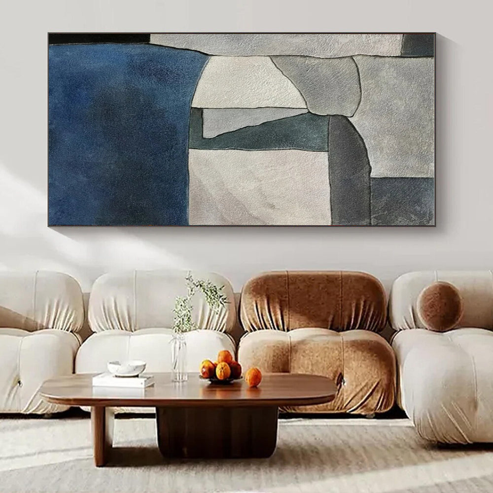 Grey - Blue Geometric Shapes - Minimalist Geometric Watercolor Painting CT1425