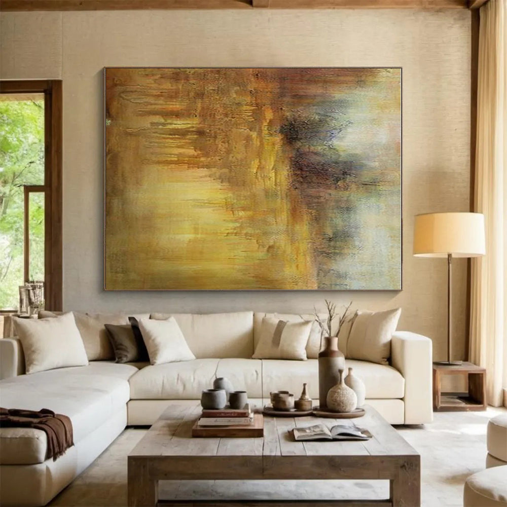“Warm Earth Tones Landscape” ,Abstract Landscape Oil Painting CT0894