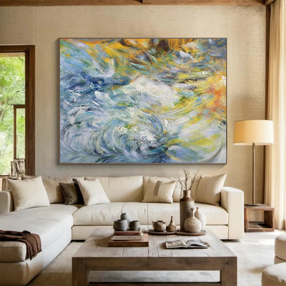 Colorful Swirling Impasto Abstract Painting On Canvas DKH291