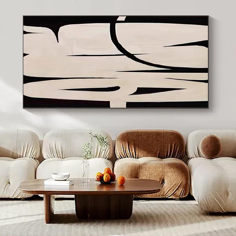 “Black and White Bold Forms” – Graphic Abstract Painting CT1119