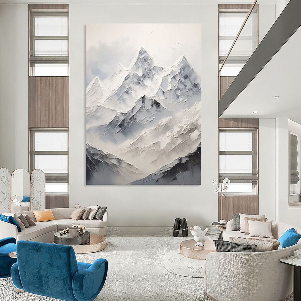 Snowy Mountain Peaks - Abstract Landscape Painting On Canvas DKH1248
