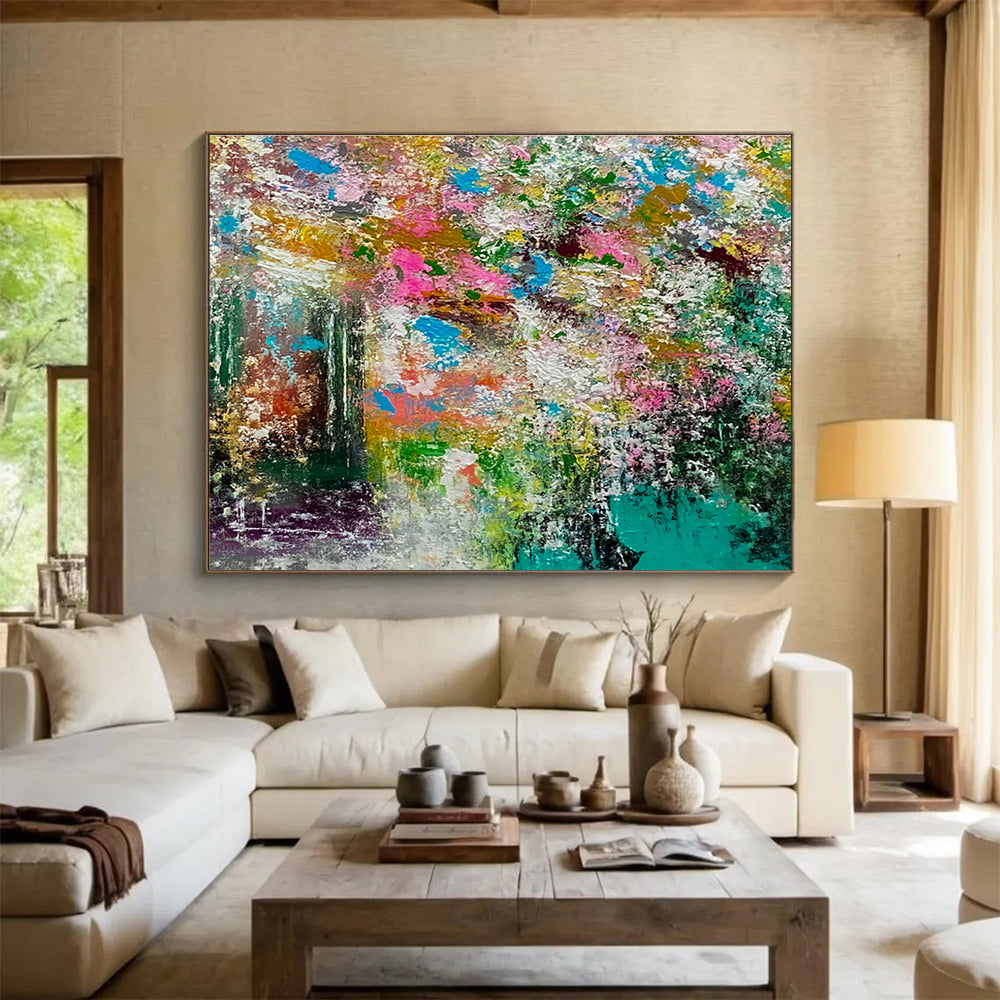 Vibrant Abstract Garden - Colorful Floral Abstract Painting On Canvas DKH919