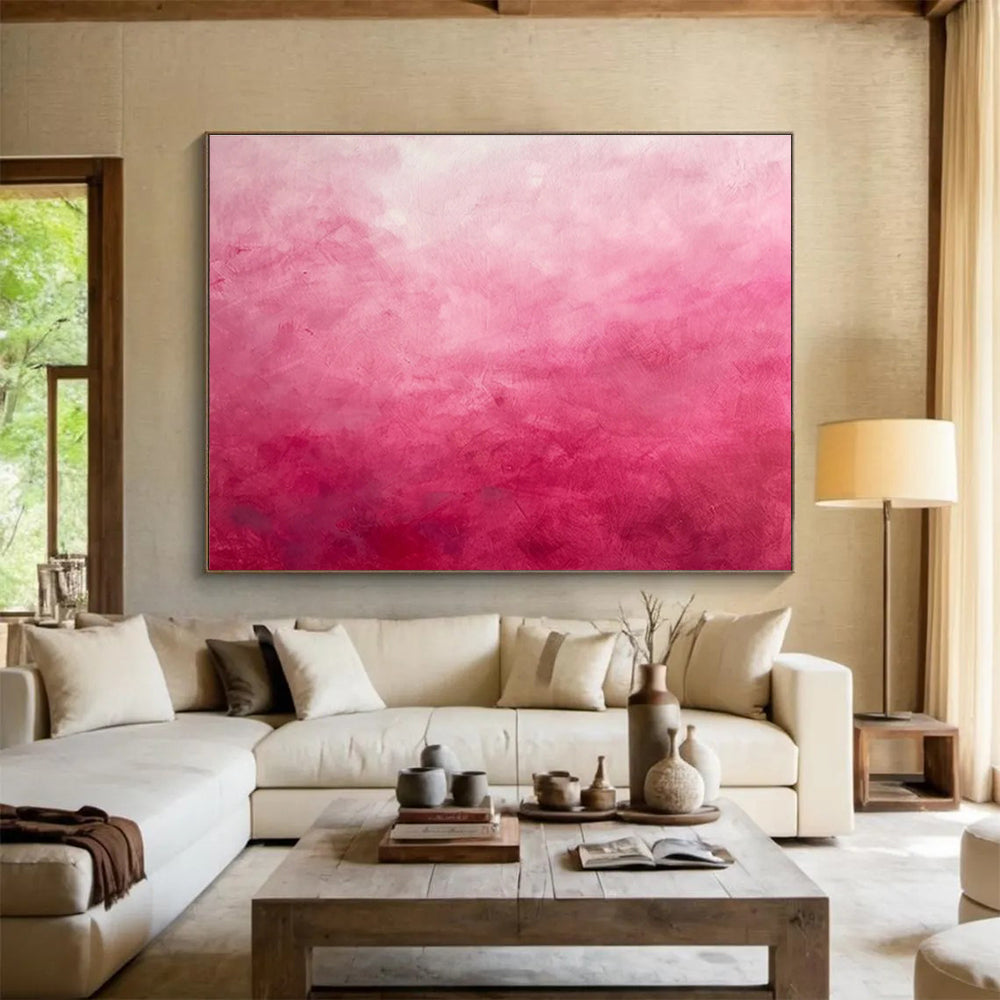 Gradient Pink Abstract Painting On Canvas DKH272