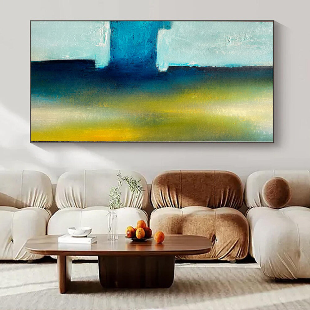 Teal - Yellow Clash - Abstract Geometric Oil Painting CT1238