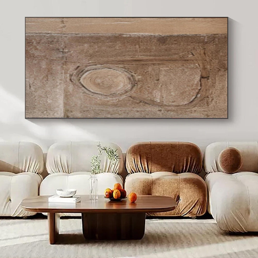 “Brown Textured Symbol” – Minimalist Abstract Art CT1201