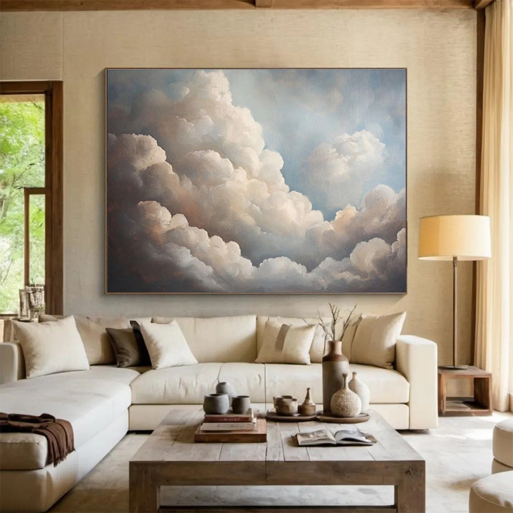 Fluffy Clouds in Blue Sky Painting On Canvas DKH182