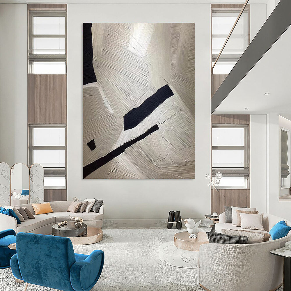 White & Black Textures - Abstract Textured Painting On Canvas DKH1241