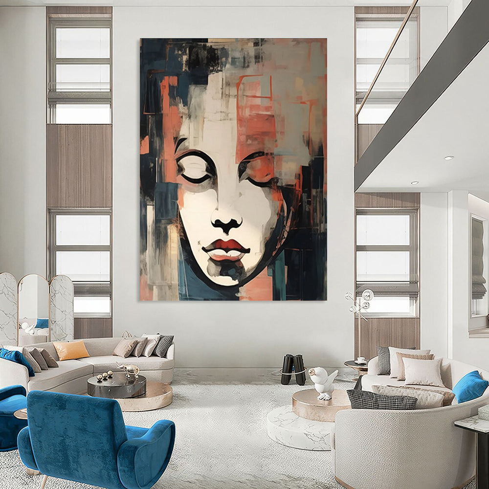 “Abstract Cubist Face” - Cubist - Inspired Portrait Painting On Canvas DTP124