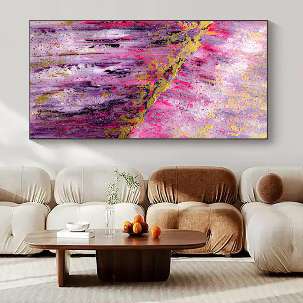 Pink - Purple Gold Cascade - Abstract Expressionist Oil Painting CT1237