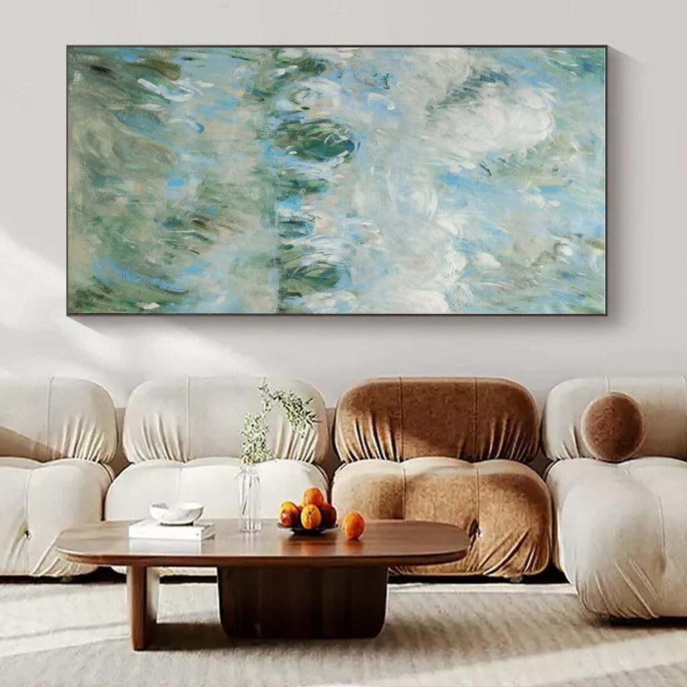 Soft Blues, Greens & Whites, Blurry Landscapes - "Misty Meadows" - Impressionistic Oil Painting CT1439