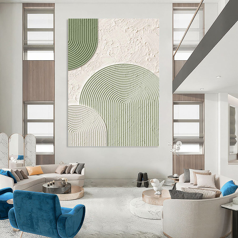 Minimalist Green and White Textured Abstract - Abstract Painting On Canvas DKH1488