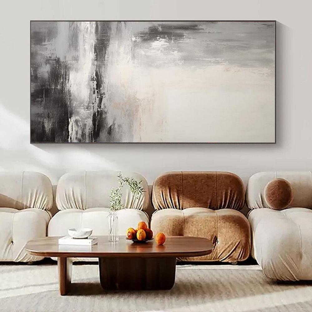 Grey - White - Black Flowing Landscape - Abstract Landscape Acrylic Painting CT1377
