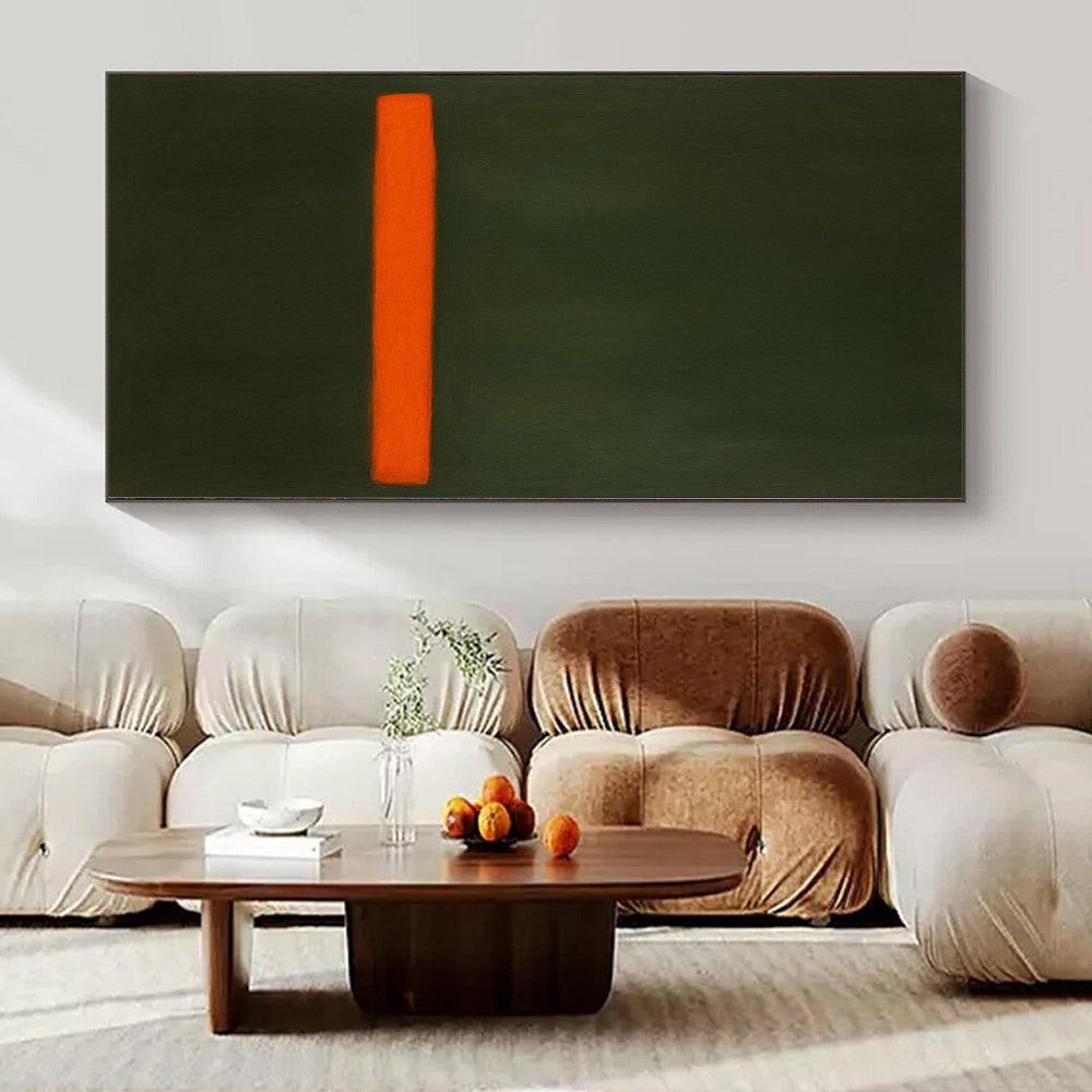 “Green - Orange Line” – Minimalist Color Field Painting CT1191