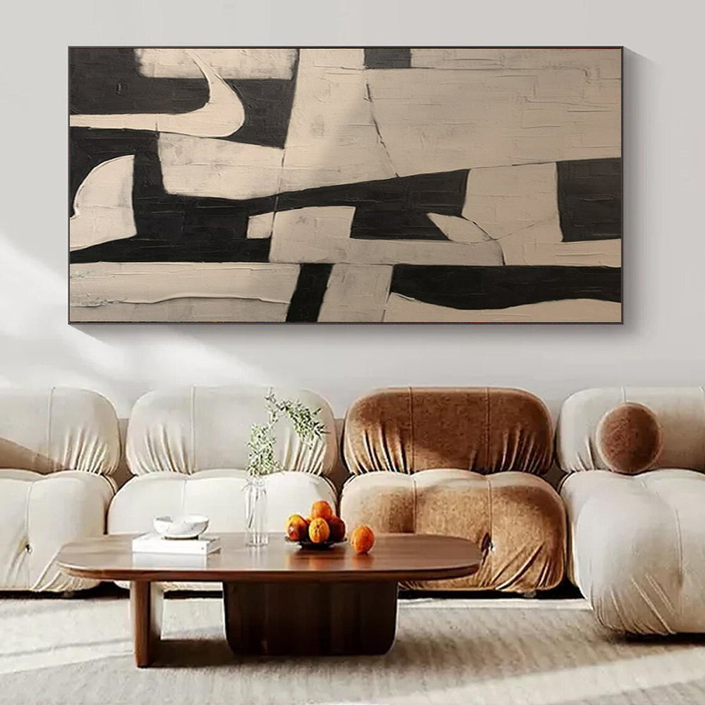 “Black - White Geometric Abstraction” – Abstract Geometric Art CT0977