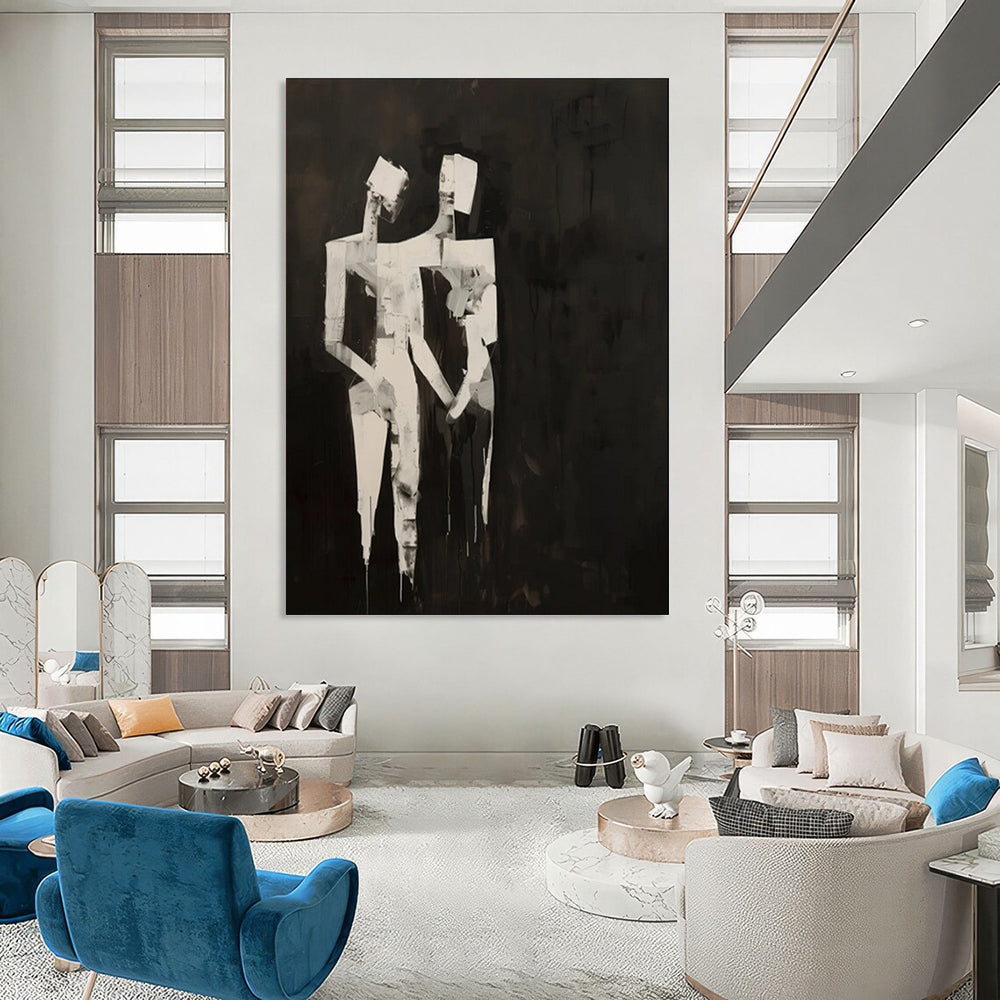 “Black and White Abstract Figures” - Cubist - Inspired Acrylic Art CT1934