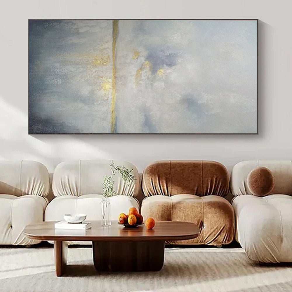 Grey - Gold Serene Landscape - Minimalist Landscape Acrylic Painting CT1398