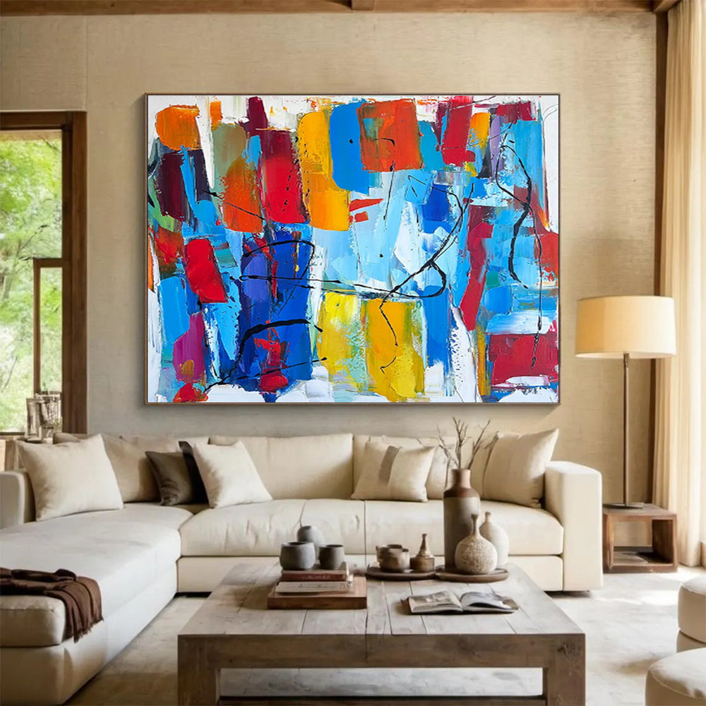 Colorful Abstract Blocks - Abstract Cubist - Inspired Painting On Canvas DKH605