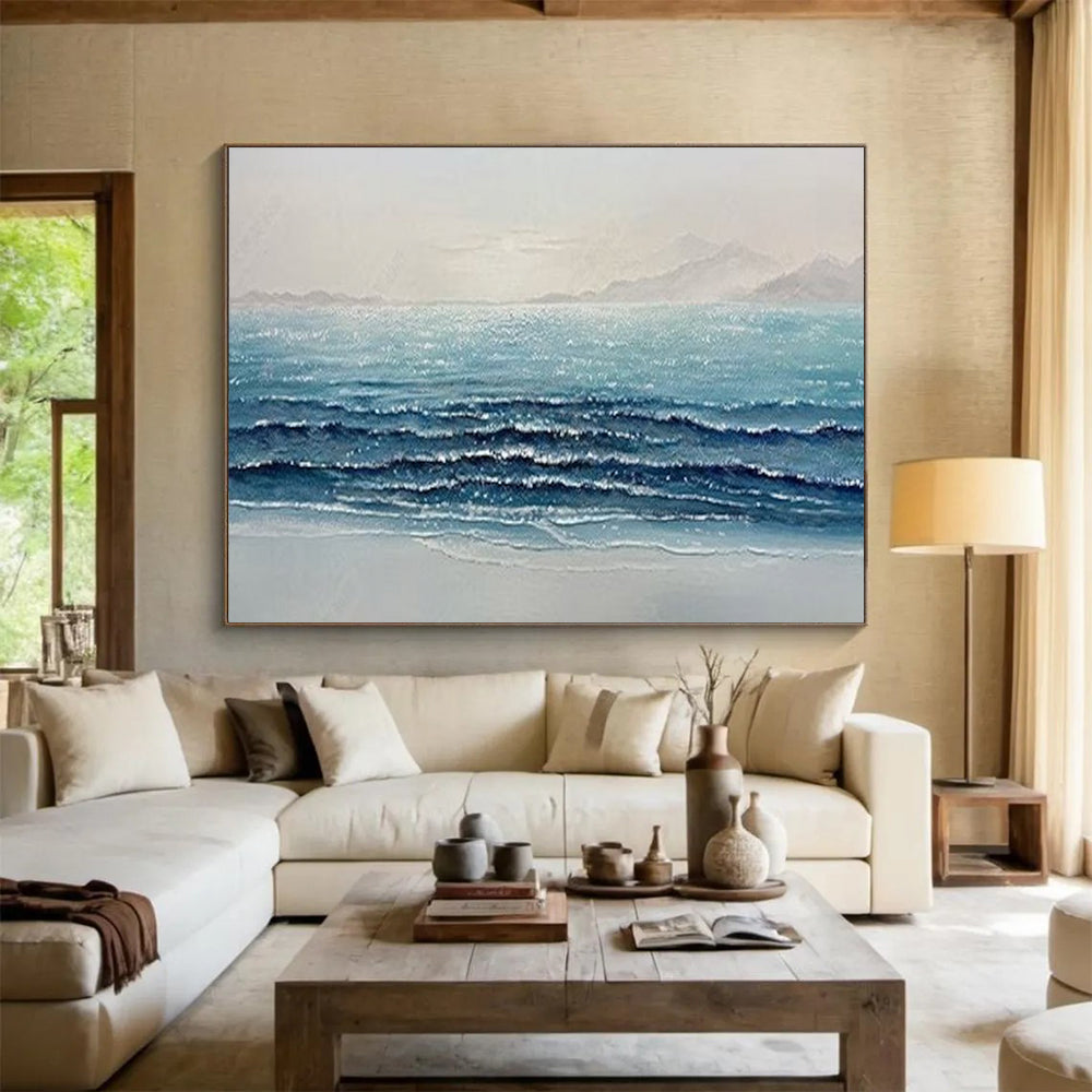 Sparkling Sea Waves - Realist Seascape Painting On Canvas DLZ185