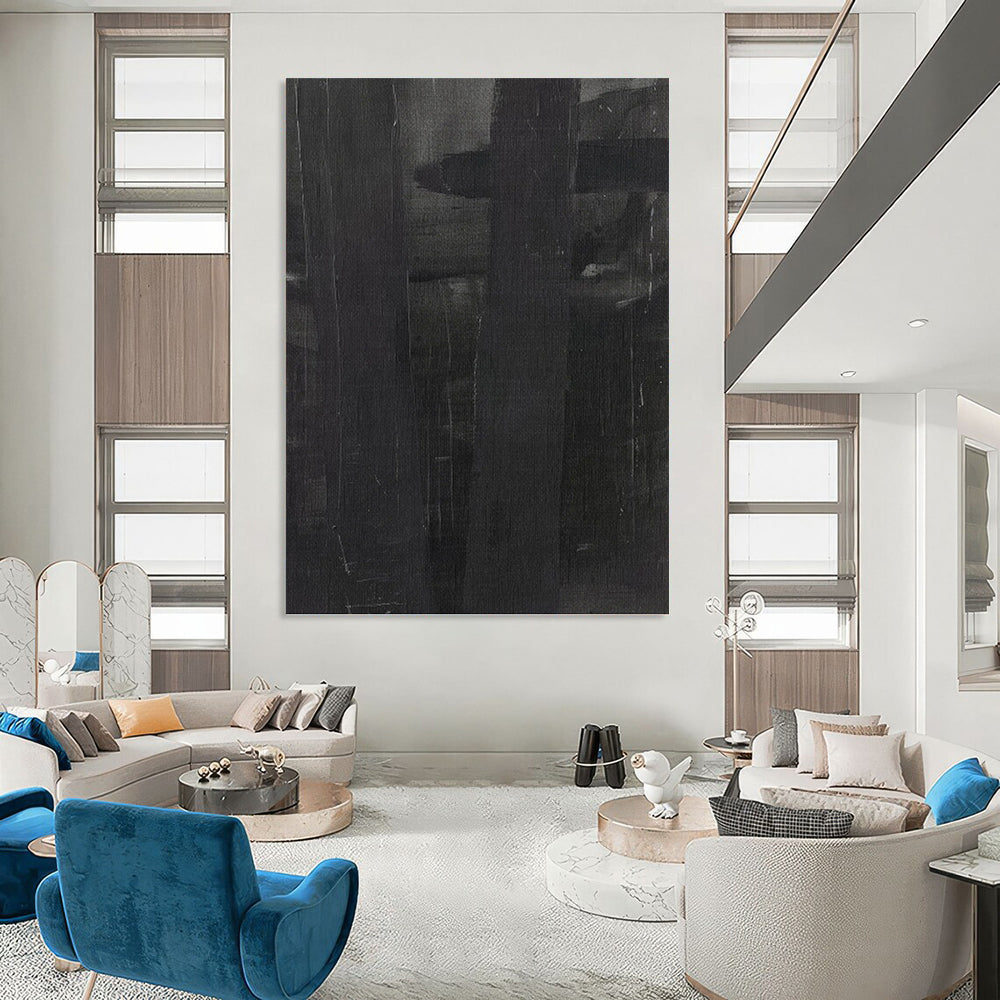 Dark Gray Subtle Layers - Shadowy Depths Painting On Canvas DKH1155