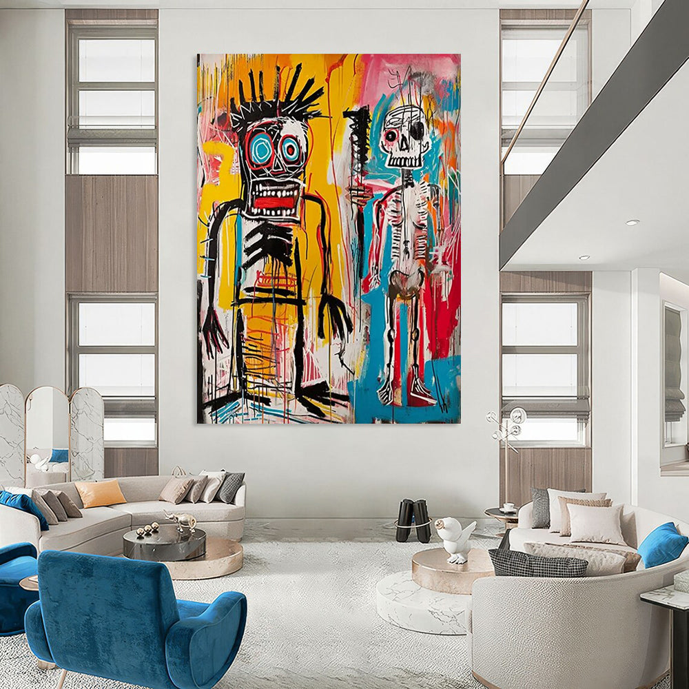 “Primitive Figure Duo” - Street Art - Inspired Painting On Canvas DTP099