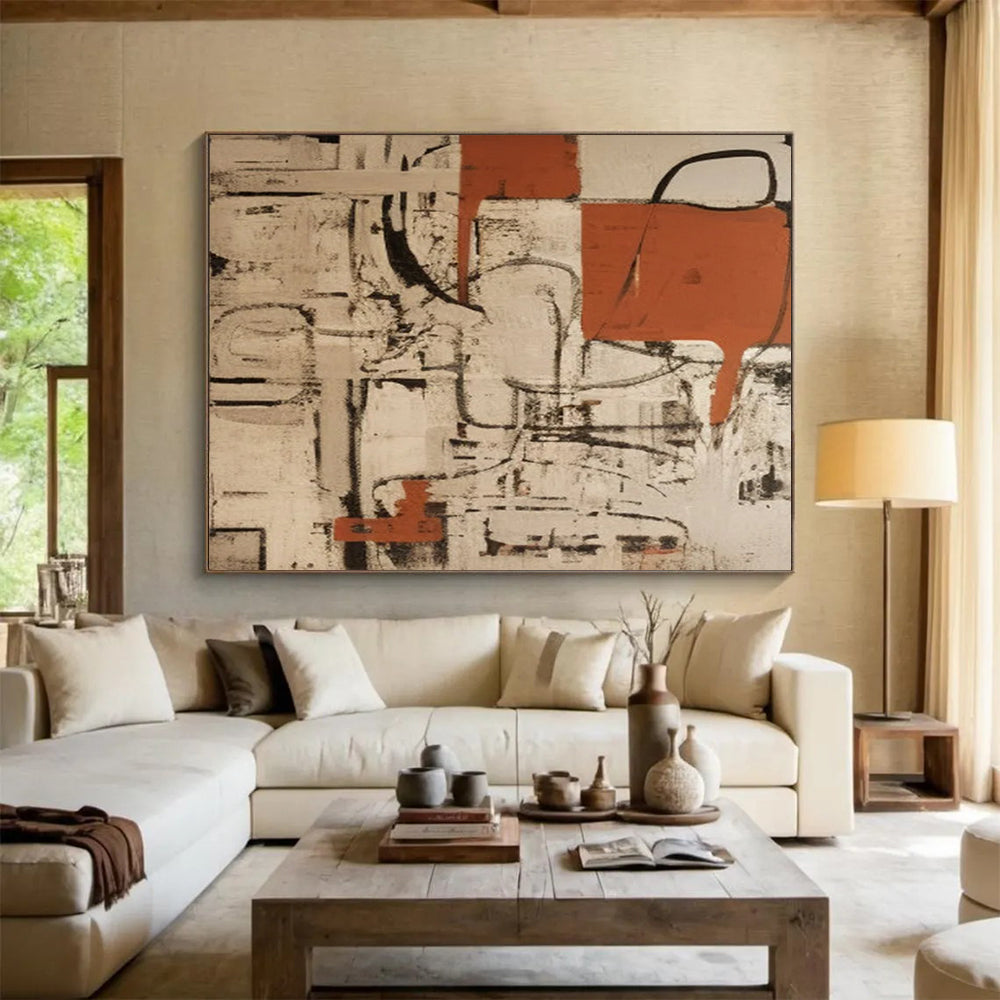“Rustic Tones Abstract Forms” Abstract Painting On Canvas DLZ099