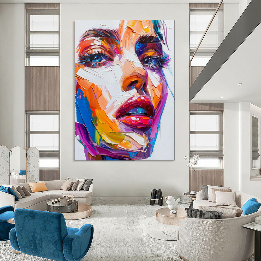 “Vivid Visage” - Abstract Impasto Portrait Art on Canvas CT1870