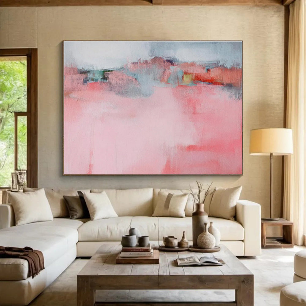 “Subtle Pink Abstract” Abstract Acrylic Painting On Canvas DKH487