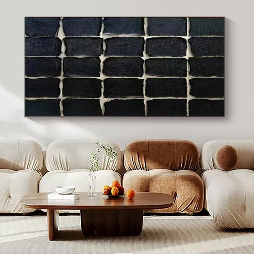 “Black Textured Tiles” – Minimalist Textured Painting CT1072