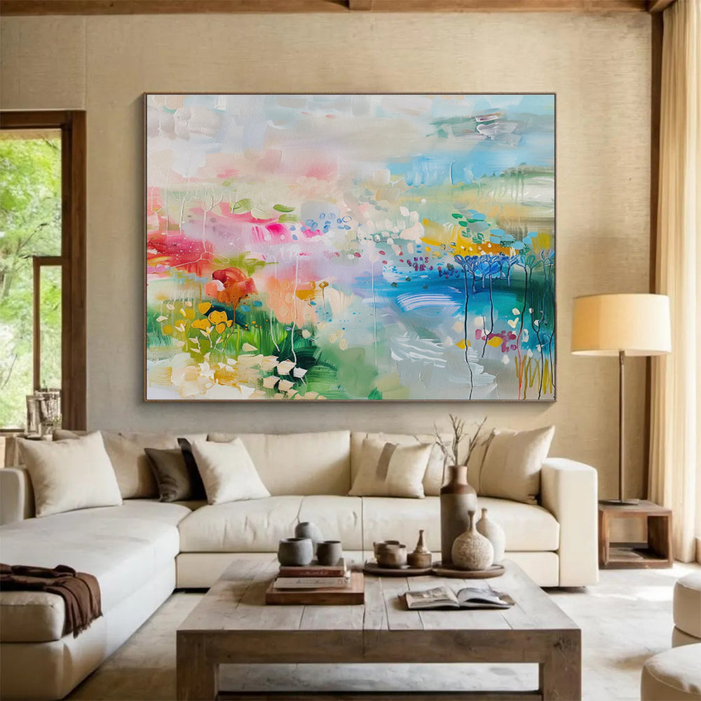 “Colorful Garden Abstract” Abstract Acrylic Painting On Canvas DKH480