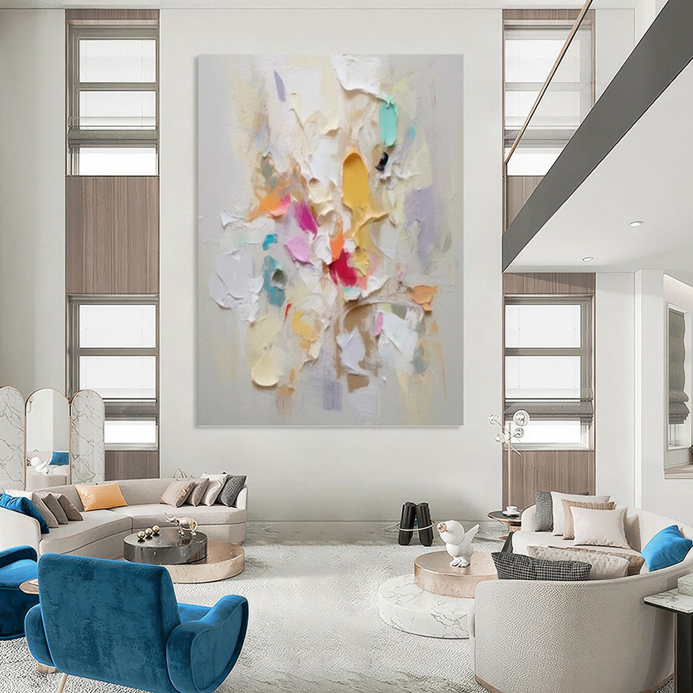 “Pastel Impasto Burst” - Multicolor Textured Painting On Canvas DKH0973