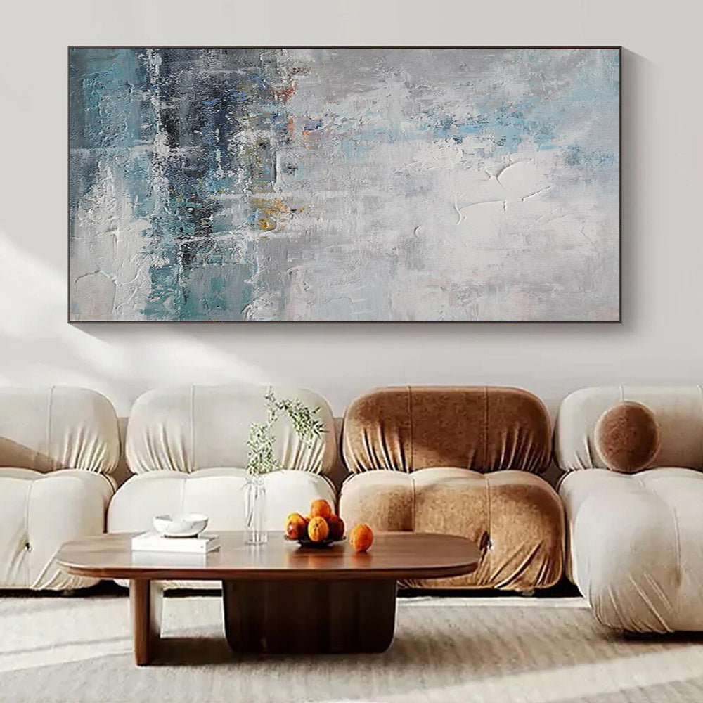 “Soft Blue and Gray Textured Seascape” – Impasto Seascape Painting CT1117