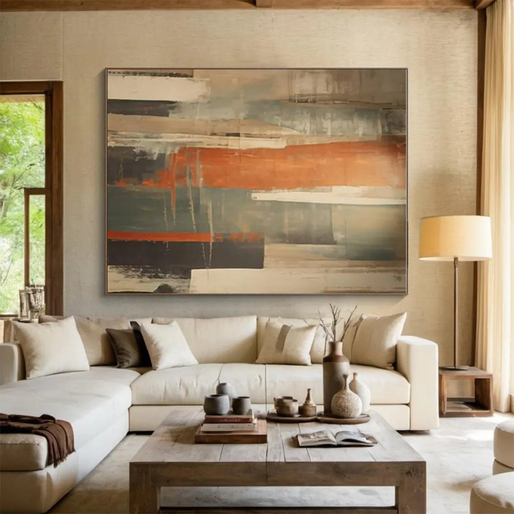 “Brown - Orange - Gray Abstract Layers” ,Abstract Acrylic Painting CT0813