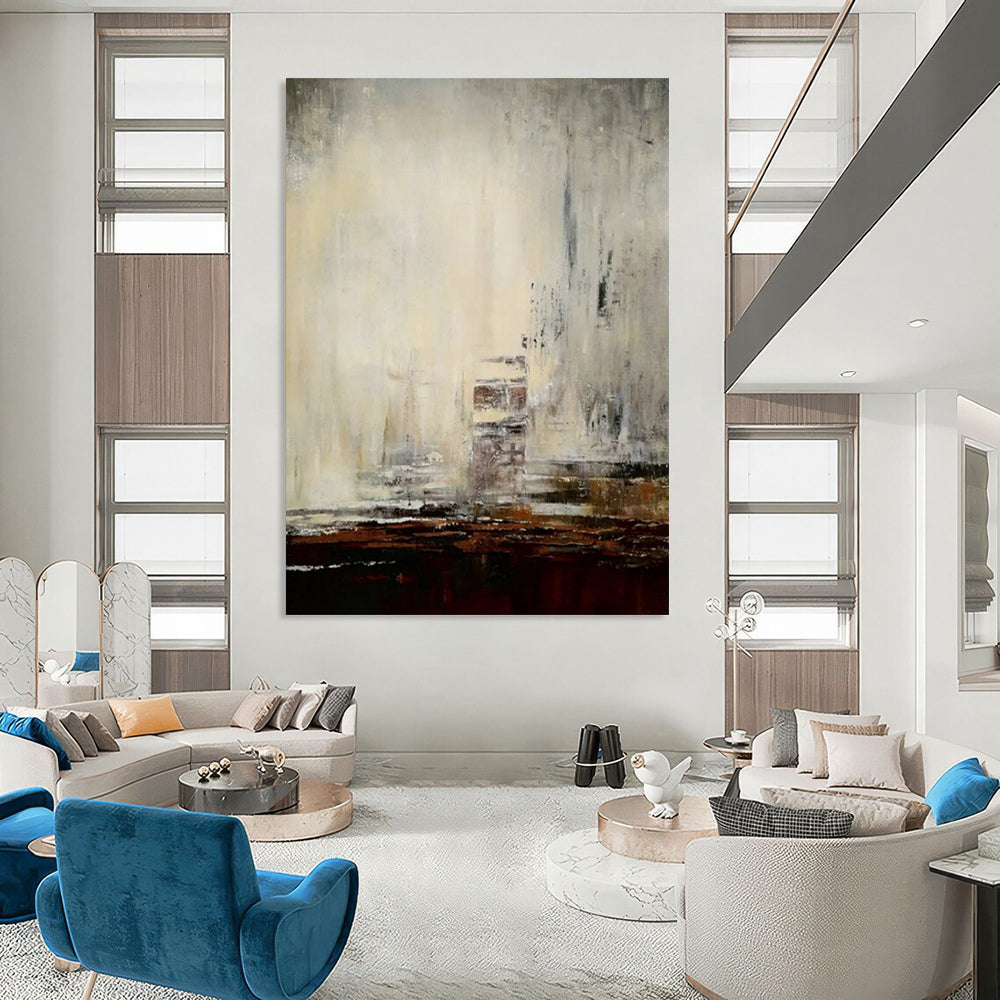 Abstract Cityscape in Muted Tones - Cityscape - Inspired Abstract Painting On Canvas CT2301
