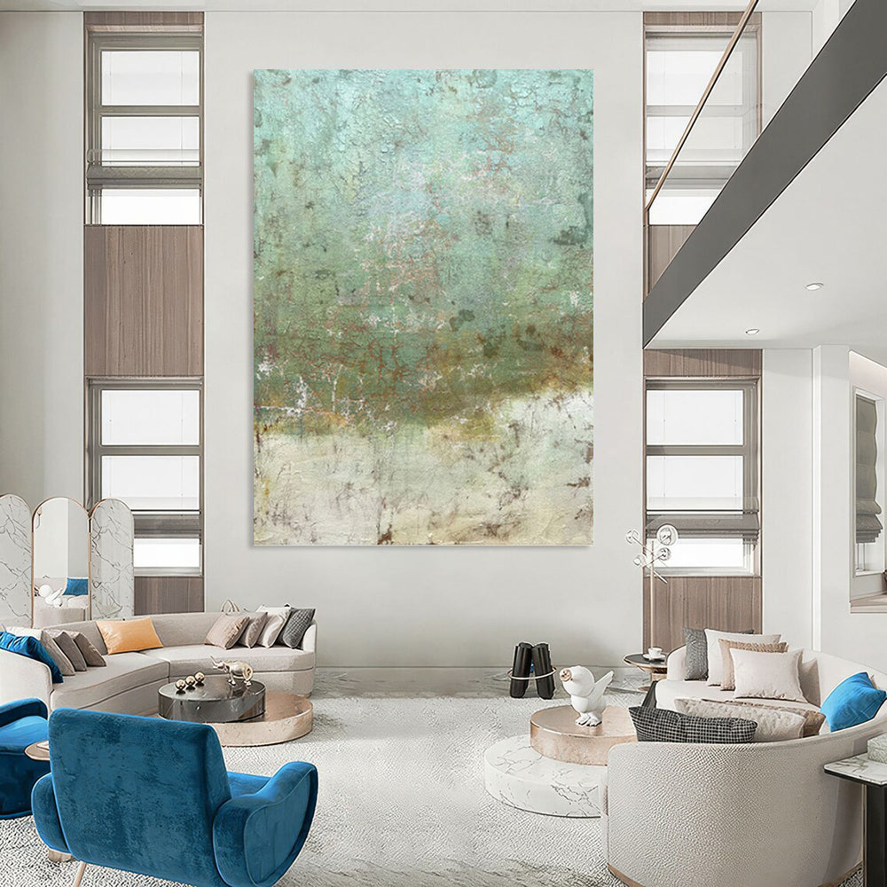 “Aged Patina” - Green & Brown Textured Surface Painting On Canvas DKH1512