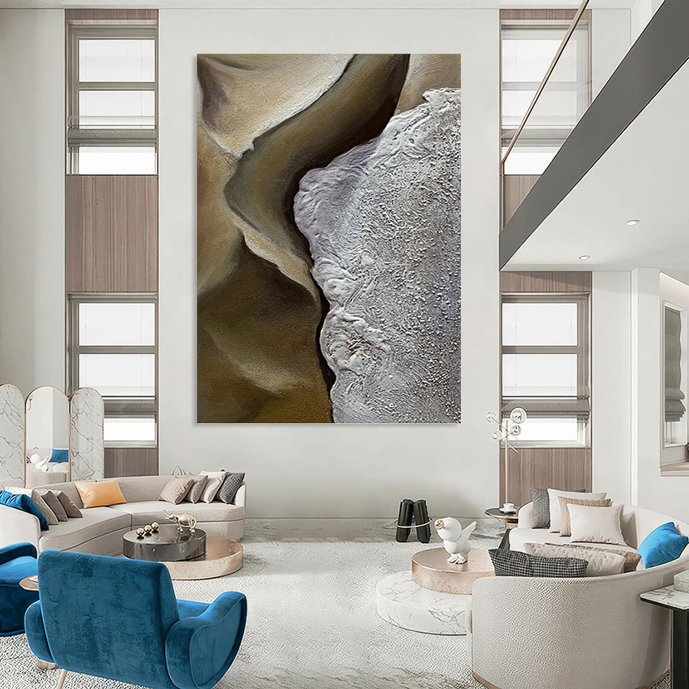 “Brown & Gray Textured Abstract Form” Painting On Canvas DKH0987