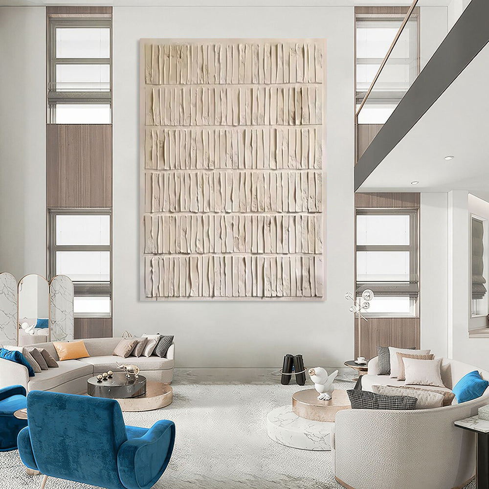 “Textured Neutral Grid Abstract” - Abstract Painting On Canvas CT2359