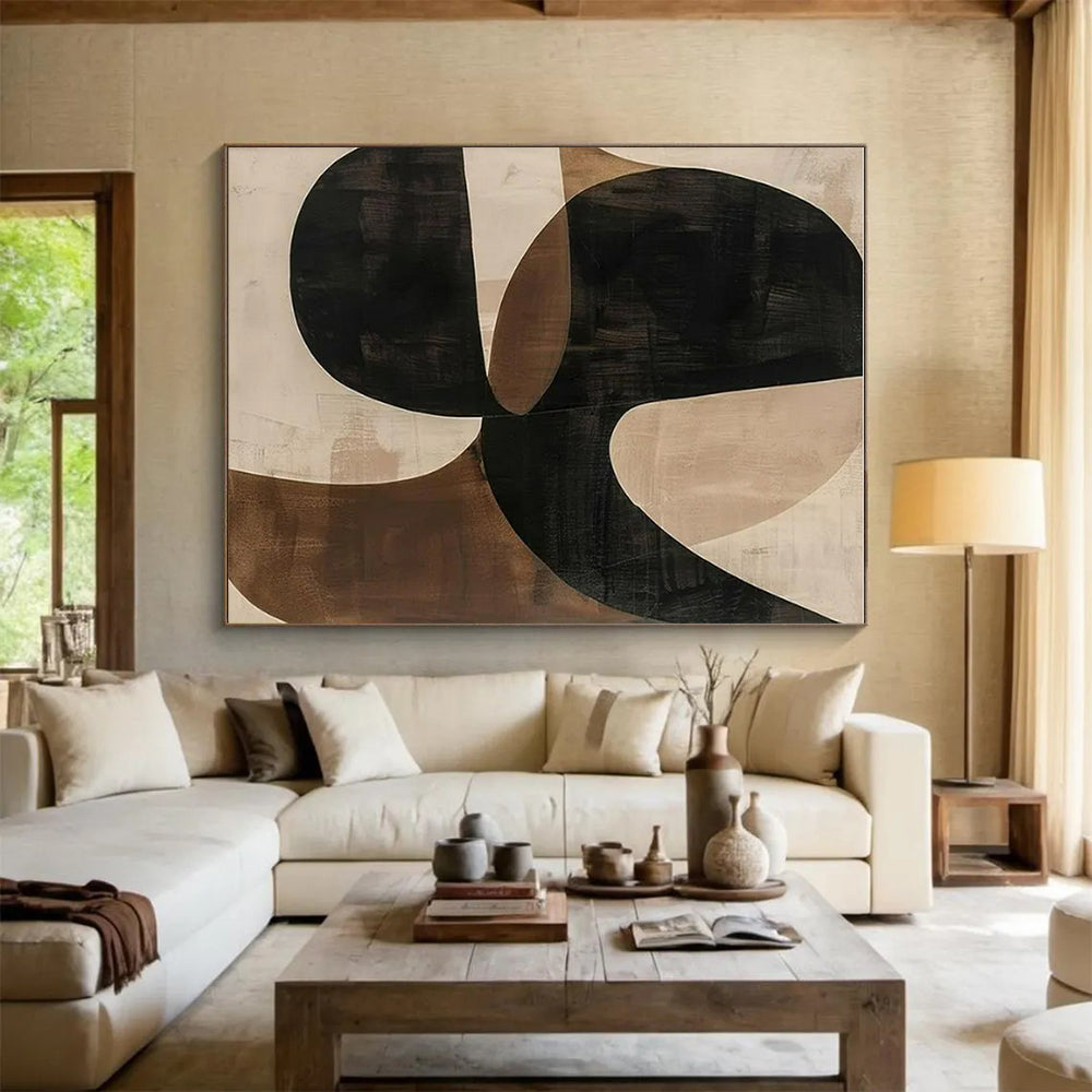 “Intertwined Black - Brown Curves” ,Abstract Organic Art CT0869
