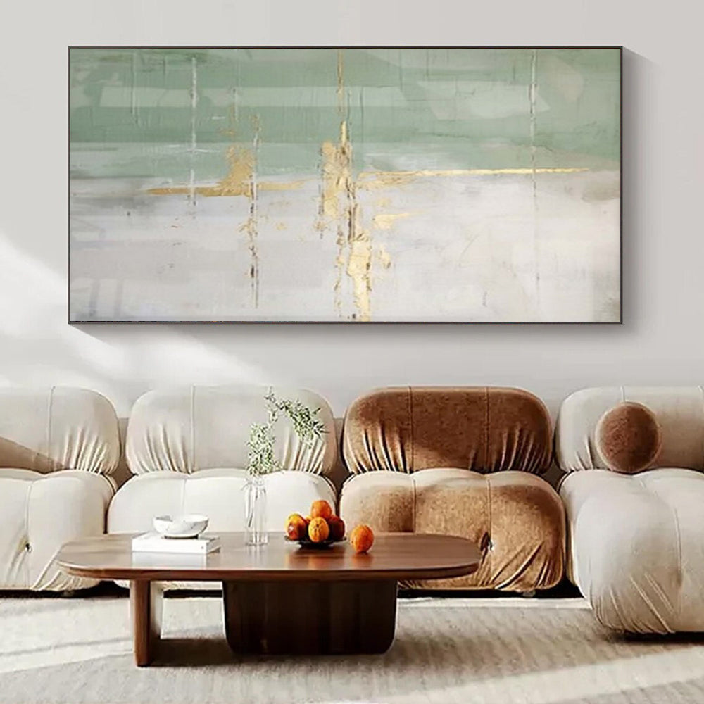“Green - Gray - Gold Subtle Shimmer” – Minimalist Abstract Art CT1043