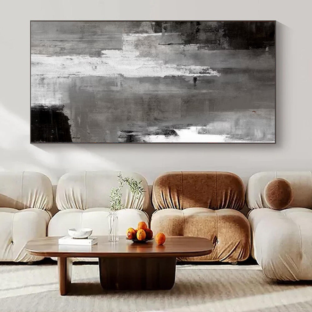 “Monochrome Gray Abstract Layers” – Abstract Expressionist Painting CT1124