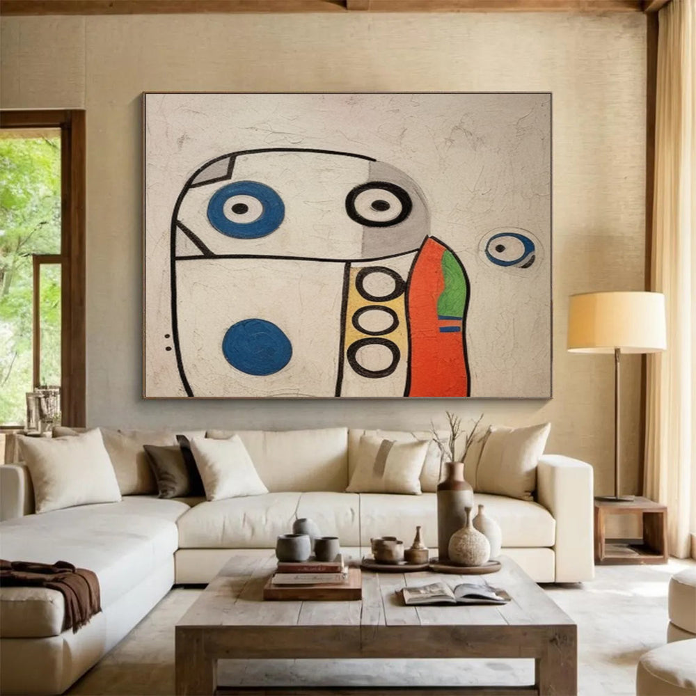 “Color - Blocked, Whimsical Creature ‘Playful Doodle’” - Abstract Figure Painting On Canvas DLZ001