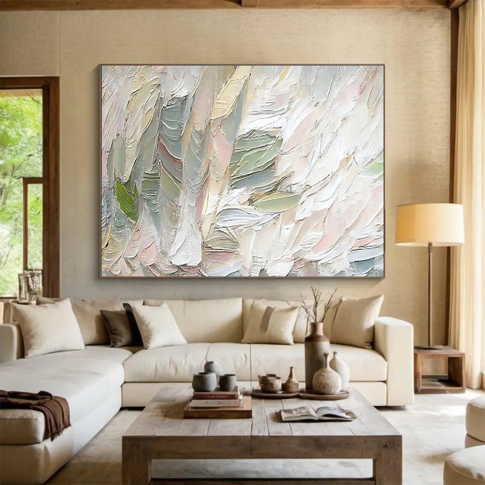 Pastel Textured Layers Soft Hued Impasto Abstract Painting On Canvas DKH261